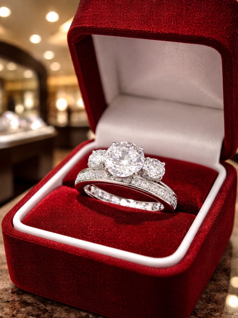 Charles Winston Scintillant Cut Rhodium Over Sterling Silver Ring Set 9.70ctw
